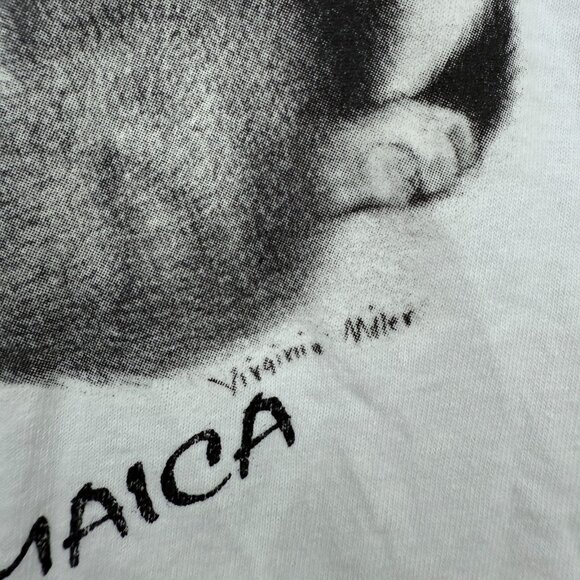 Vintage Cat T Shirt Men XL White Virginia Miller Art Jamaica Single Stitched 90s - Picture 3 of 8